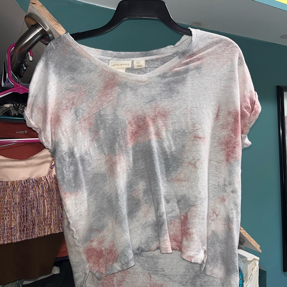 NEVER WORN - Cynthia Rowley Pink and Gray Relaxed T-Shirt
